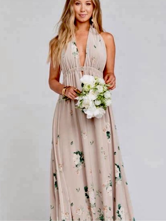 Show Me Your MuMu Dresses & Skirts - Show Me Your MuMu Luna Halter Maxi Dress in Blush Beige Floral
